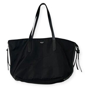 Botkier New York Black Nylon Tote Bag Large Expandable Zip Sides Leather